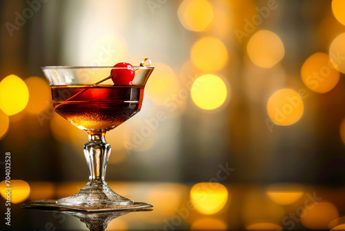 Classic Manhattan cocktail, a sophisticated image featuring a perfectly crafted Manhattan cocktail served in an elegant glass.