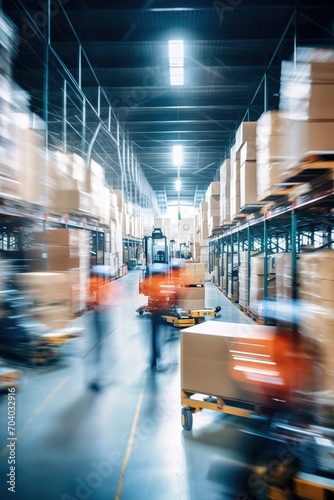 Wallpaper Mural Warehouse workers in motion blur Torontodigital.ca