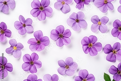  a group of purple flowers with green leaves on a white background with a green leaf in the middle of the petals and a green leaf in the middle of the middle of the petals.