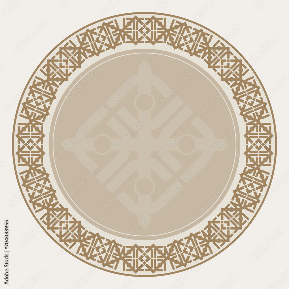 Soft Pastel Mandala: Abstract Ethnic Vector Illustration with Gentle Curvy Lines and Decorative Elements in a Modern Round Frame