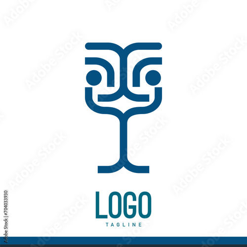 Modern Corporate Identity: Blue, Bold, and Minimalist Vector Design for Business, with Clean Lines and Curvy Details - Perfect for Elegant Branding in the Digital and Drink Industry