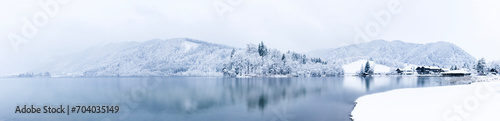 Winter landscape of lake and mountains in Bavaria. Schliersee ,Germany.