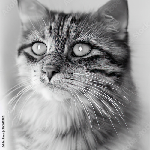 Close-up portrait of a gray tabby domestic cat