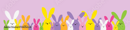 Spring celebration Easter banner. Easter bunny family. Design element.