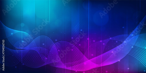 Digital technology futuristic internet network connection blue purple background  abstract cyber information communication  Ai big data science  innovation future tech  line dot illustration vector