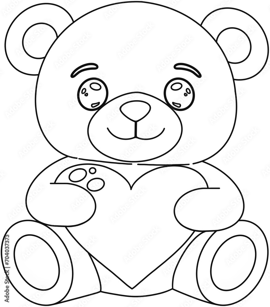 teddy bear with a heart (outline)