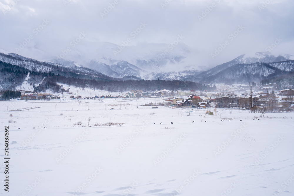 Fototapeta premium View of Bakuriani, winter resort in Georgia