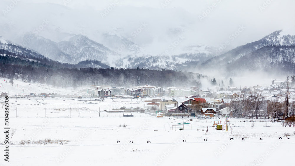 View of Bakuriani, winter resort in Georgia View of Bakuriani, winter resort in Georgia