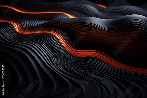 Beautiful futuristic Geometric background for your presentation. Textured intricate 3D wall in dark tones. AI generated.