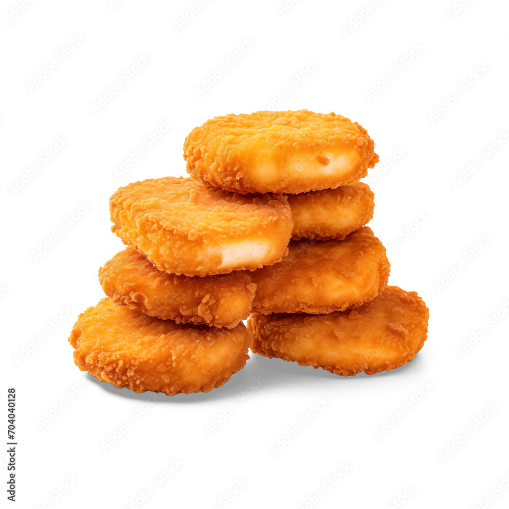 Fresh chicken nuggets isolate on white background.