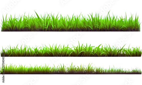 collection of grass borders isolated ona transparent background, The horizon of the green lawn. Greenfield frame, PNG. 