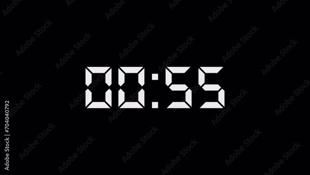 1 minute Countdown animation 4K of a time counter counting down numbers of seconds