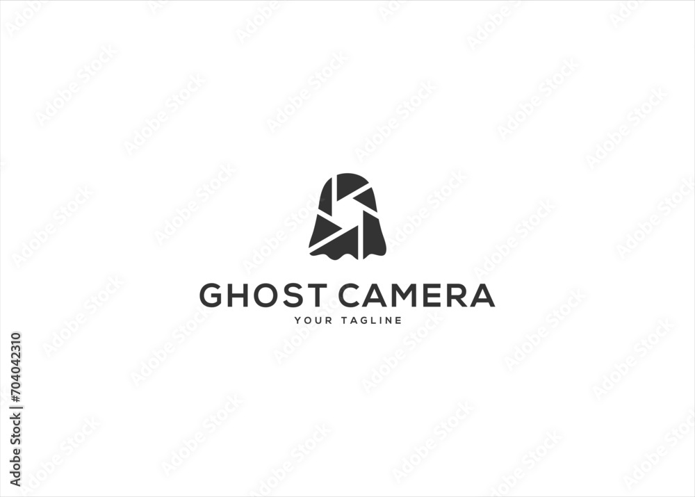 Creative Ghost and Camera logo design vector illustration