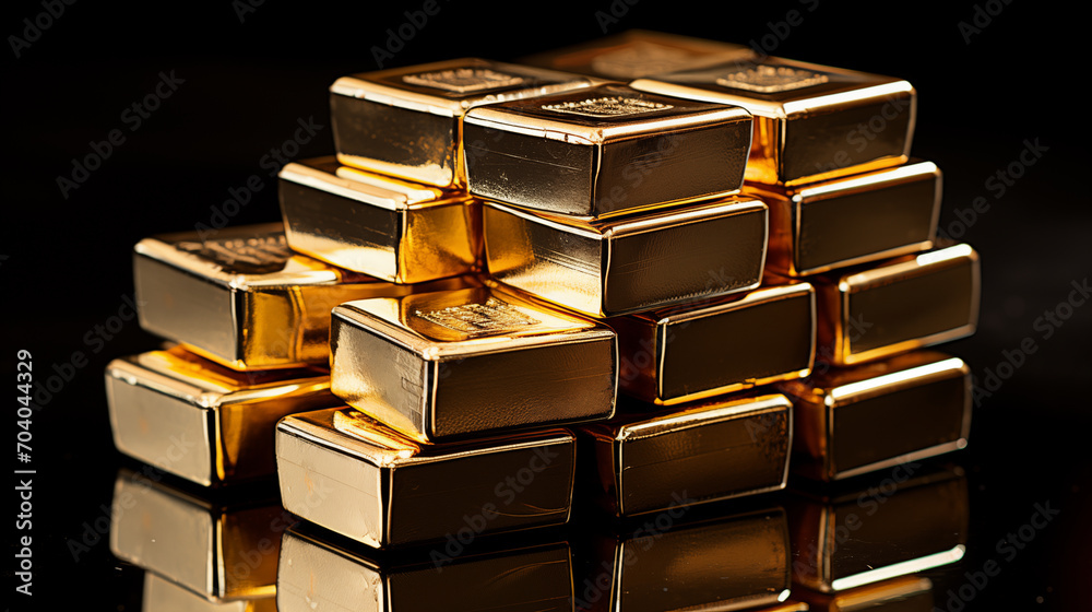 Gold bars on black background. Concept of wealth in business Gold bars on black background. Concept of wealth in business