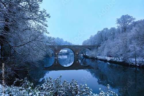 Prebends Bridge on a frosty winters day, Durham City, County Durham, England, UK. photo