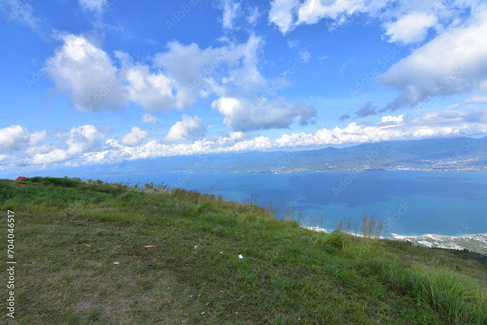 View from the top of salena hill. Paragliding area, Palu city, Central Sulawesi, Indonesia