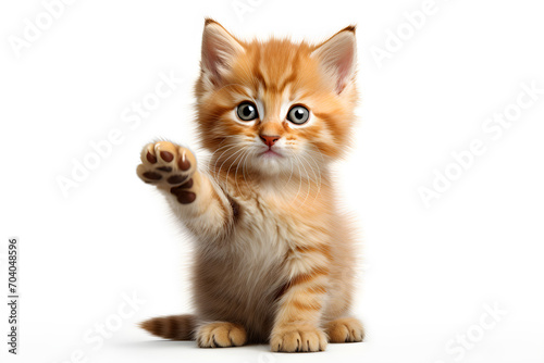 Cute little red kitten isolated on white background, Studio shot, Ai Generated