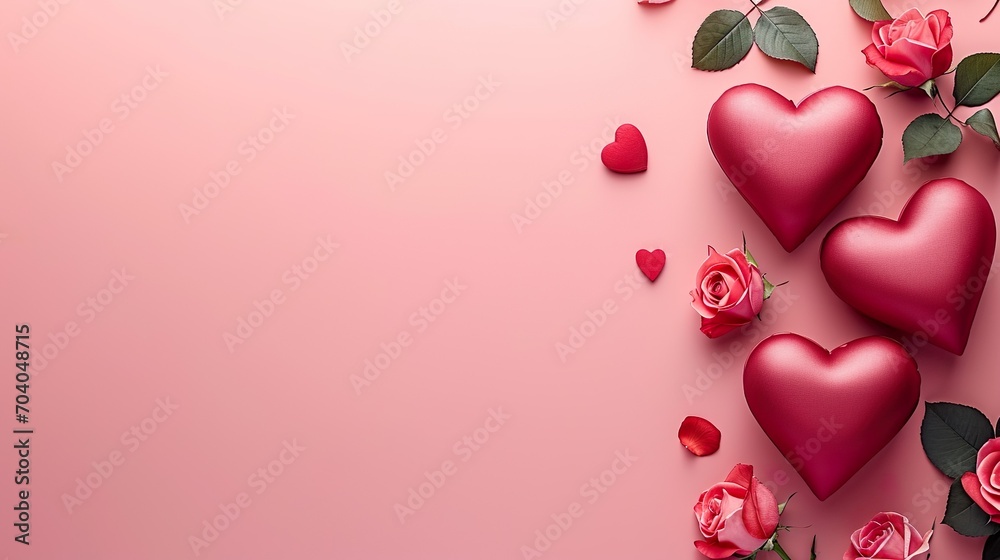 Fondo abstracto de corazones para celebración del día de los enamorados, con espacio para texto. Ideal como fondo para web. Generado por IA.	