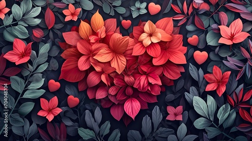 Fondo abstracto de corazones para celebración del día de los enamorados. Ideal como fondo para web. Generado por IA.	 photo