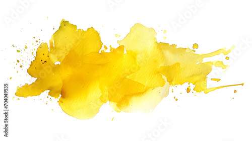 A vibrant burst of color amidst a blank canvas, the yellow paint splatter resembling a delicate flower in full bloom