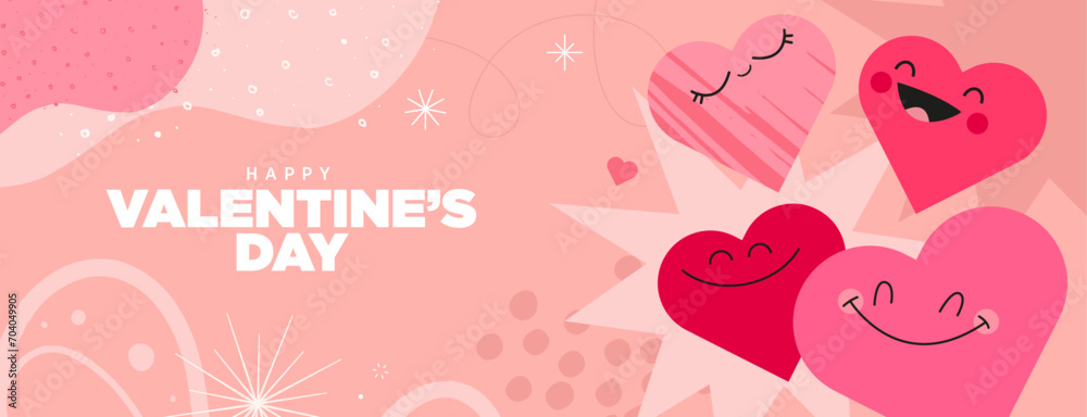 Valentine‘s day. Illustration of greeting card template, background for Valentine‘s day, love message, social media post, web banner.