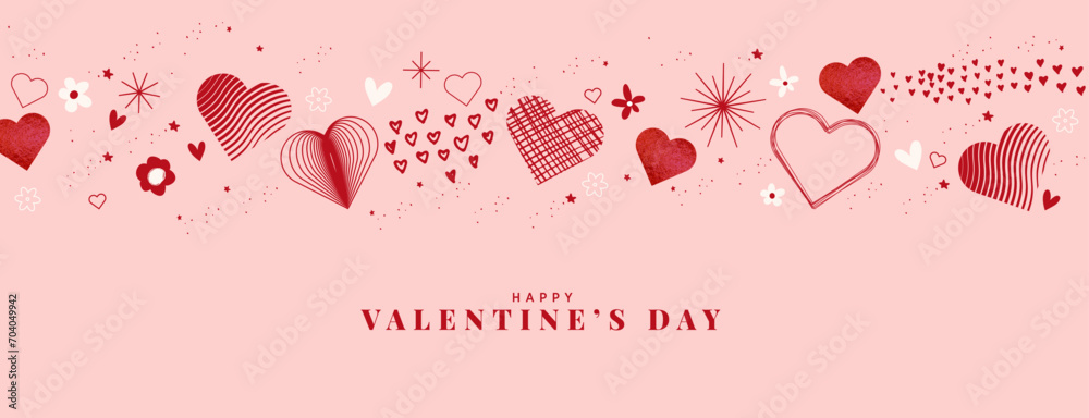 Love greeting card template and banner. Vector illustration for Valentine‘s day, love message, social media post, web banner, marketing. - obrazy, fototapety, plakaty 