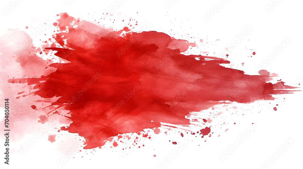 An explosion of passion and intensity, a vivid red paint splatter dominates a pristine white canvas, capturing the essence of abstract art with a touch of raw emotion