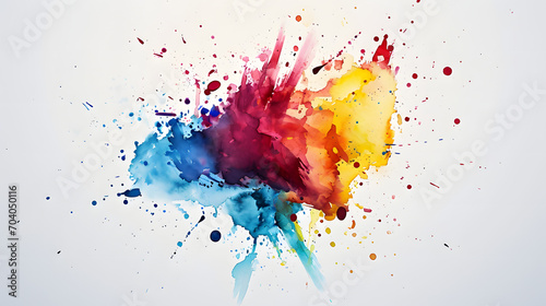 Vibrant hues dance freely in a playful display, a child's abstract creation splattered across a blank canvas photo