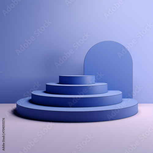 3d render of empty product podium blue