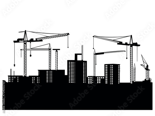construction site silhouette illustration