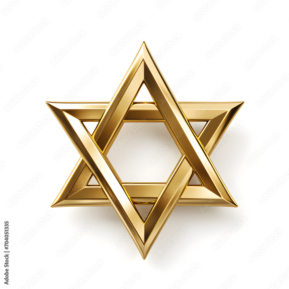 Gold Star Of David isolated on a white background 