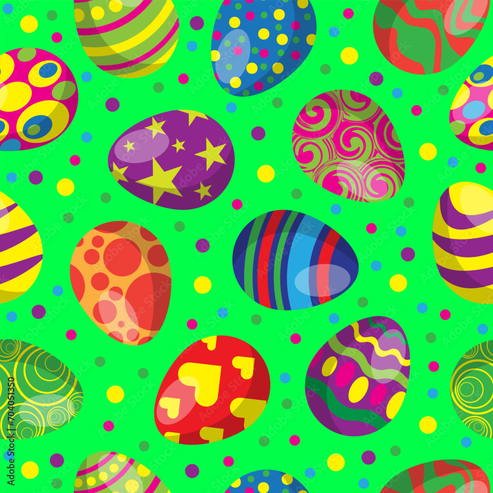 Colorful easter eggs set collection seamless pattern on bright background. Happy easter vector illustration. Colorful easter eggs set collection seamless pattern on bright background. Happy easter vector illustration.