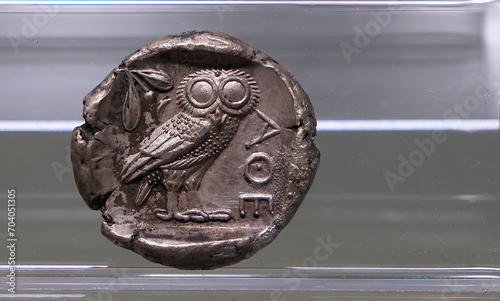 Ancient greek tetradrachm with the owl of Athena