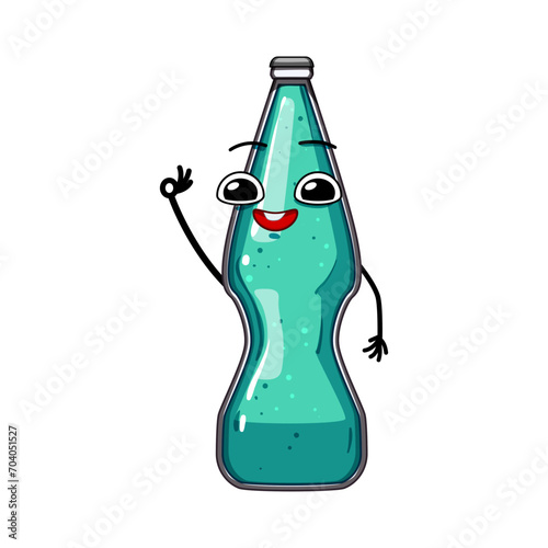 container soda bottle character cartoon. cold aluminum, beer pop, juice color container soda bottle character sign. isolated symbol vector illustration