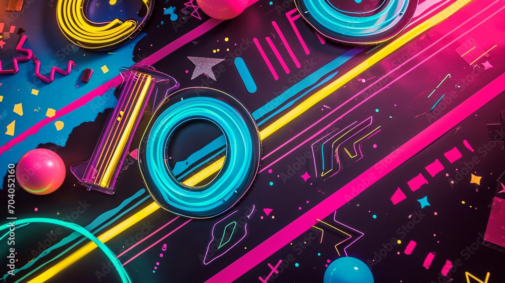 Back To The 90's Backdrop on black background, 90s Theme Party Decoration, Retro Birthday Sign, Nostalgic Disco, Millennial Gen Z Hip Hop Banner. Typical retro background of the 90’s.