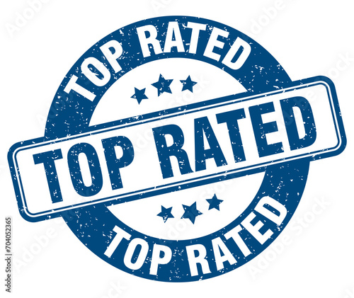 top rated stamp. top rated label. round grunge sign