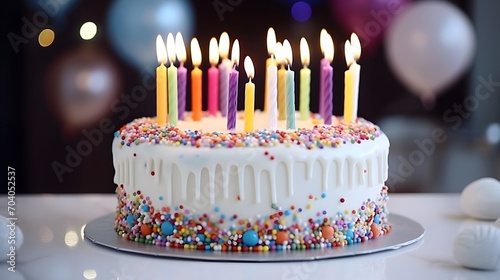 birthday cake with candles. Generative Ai