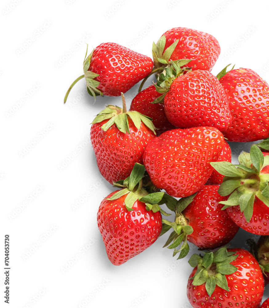 Many fresh strawberries on white background Many fresh strawberries on white background