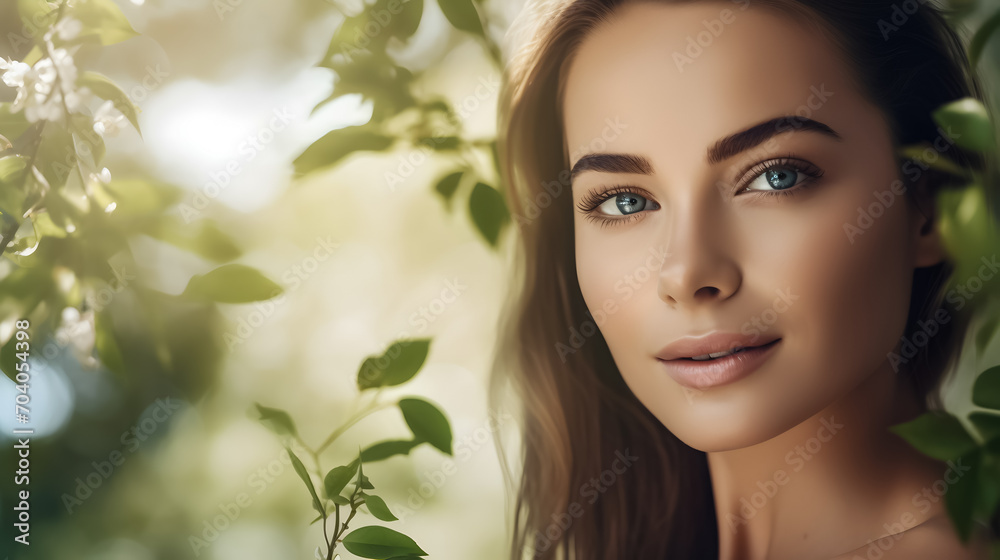 A detailed view featuring the face of a stunning woman with flawless skin, a reflection of her disciplined and effective skincare regimen A detailed view featuring the face of a stunning woman with flawless skin, a reflection of her disciplined and effective skincare regimen
