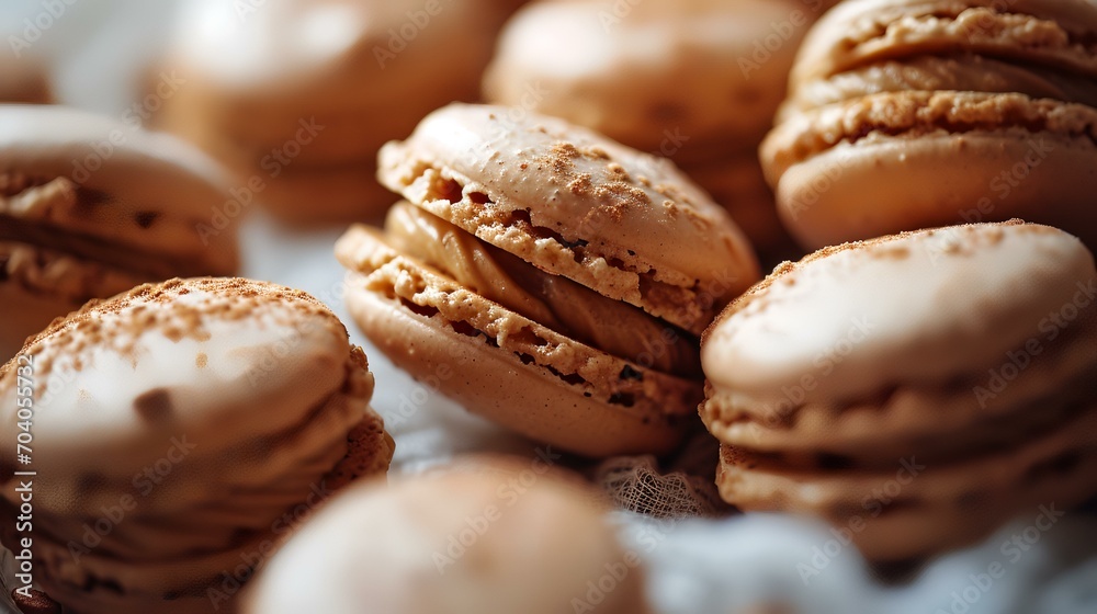 Macaroon cookies close-up. Selective focus. Toned.