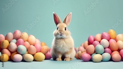 Easter bunny with colored easter eggs © Svitlana