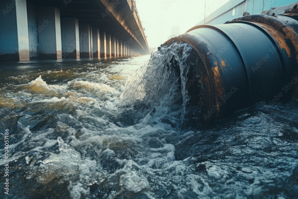 chemical plant pipes polluting river's water chemical plant pipes polluting river's water