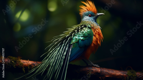 Exotic bird with long tail. AI Generative. © Miry Haval