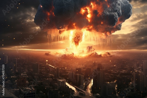 apocaliptic atomic explosion in a city
