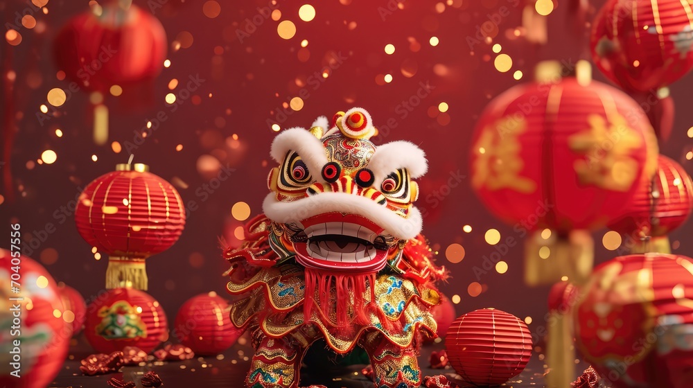 Naklejka premium Chinese people are celebrating the traditional customs of the Chinese Spring Festival or lunar new year