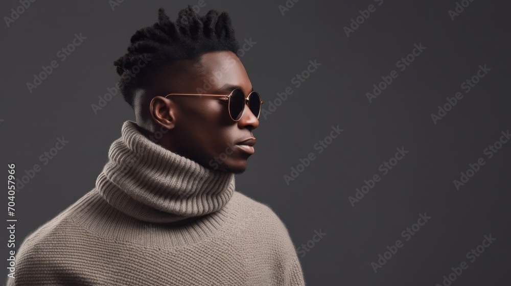 Profile of stylish young african american man in eyeglass Profile of stylish young african american man in eyeglass
