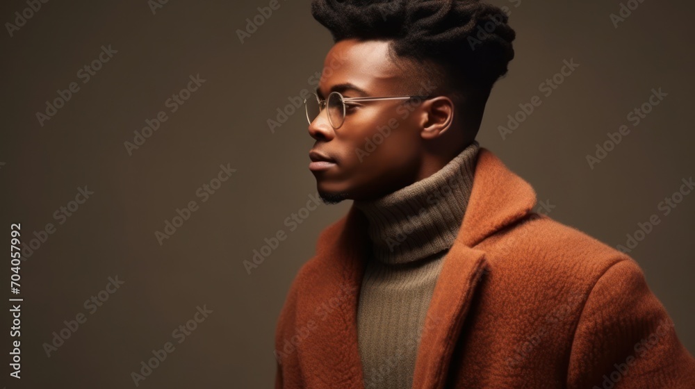 Obraz premium Profile of stylish young african american man in eyeglass