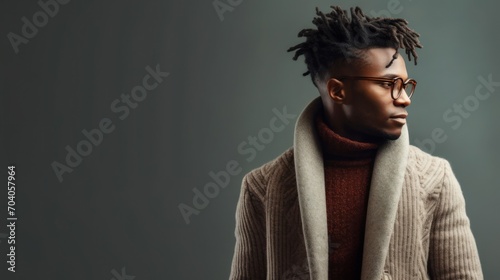 Profile of stylish young african american man in eyeglass
