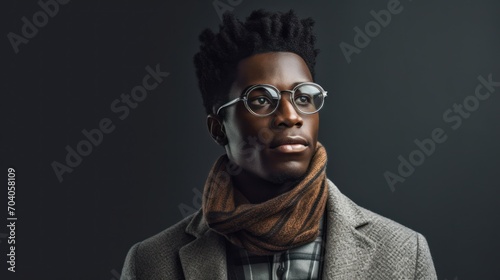 Profile of stylish young african american man in eyeglass