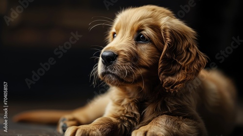 potrait of puppy playfull with blurred background, close up dog  © Jiwa_Visual